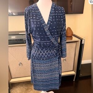 BCBG Max Azria Adele Blue Print Wrap Dress